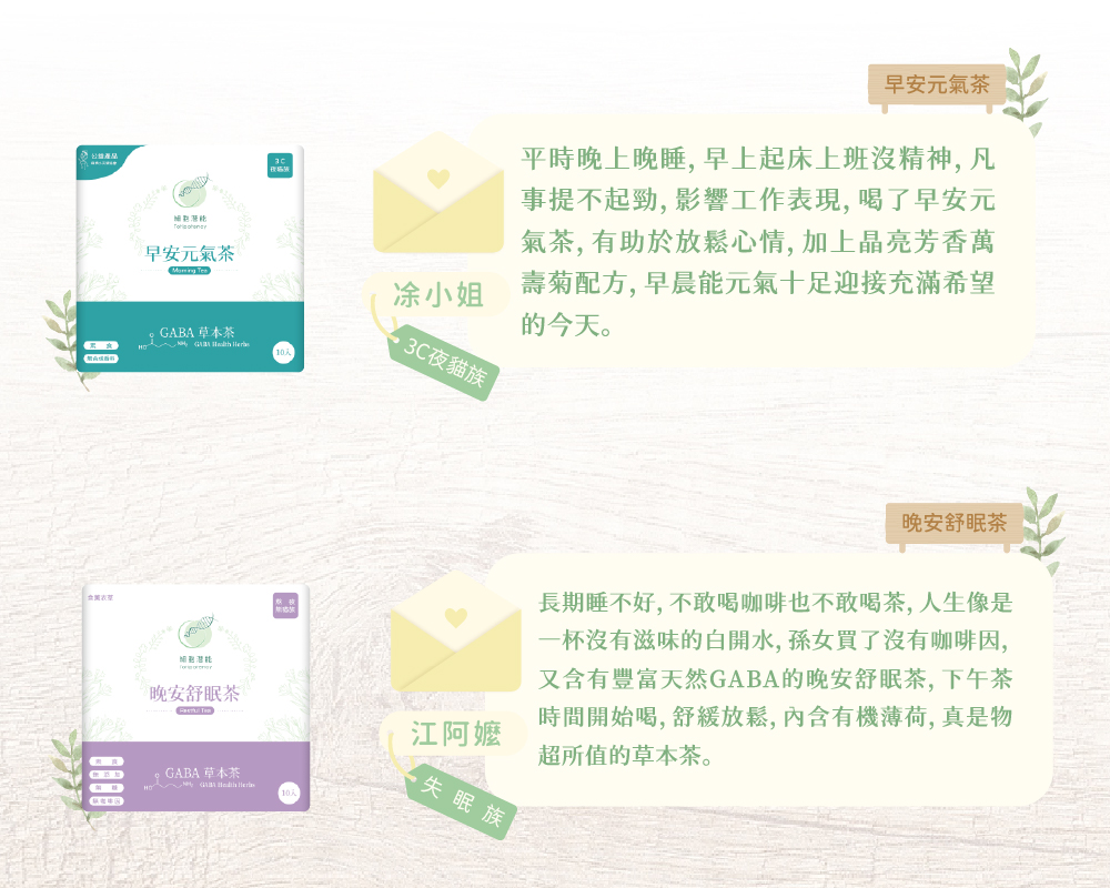 輕盈與優雅,養護如花般綻放的容顏 花神養妍茶 OL外食族 GABA桑葉、茉莉綠茶、洛神、玫瑰、荷葉、石斛、山楂、決明子、甜菊葉 Hot 熱飲 使用500c.c,900-95*的熱水浸泡約15分鐘即可飲用 Cold 冷飲 使用500c.c,900-95*的熱水浸泡約15分鐘後放入冰塊或冰鎮後即可飲用